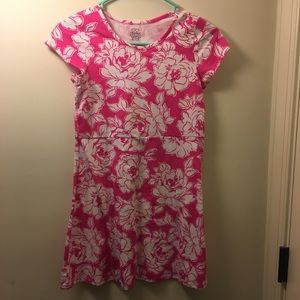Pink and white floral dress